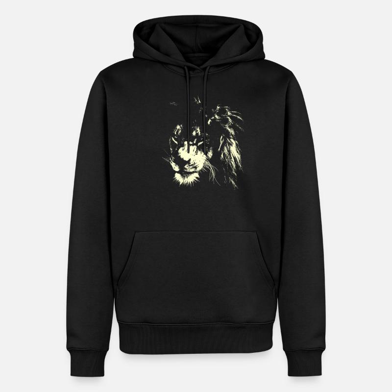 Léo AFRIQUE CAT SAVANNE - Sweat à capuche Premium bio Homme - noir
