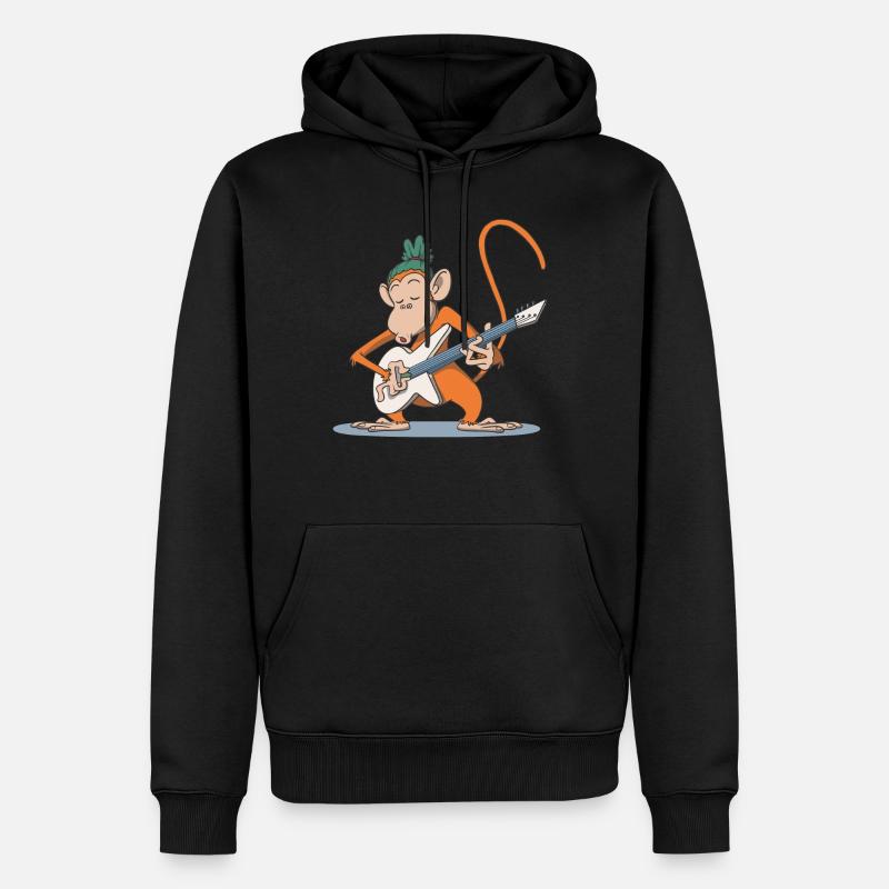 Affe spielt Gitarre Geschenk - Männer Premium Bio Hoodie - Schwarz