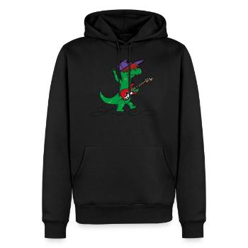 Gitarren Dinosaurier - Männer Premium Bio Hoodie - Schwarz - Vorne - Nico (187cm)