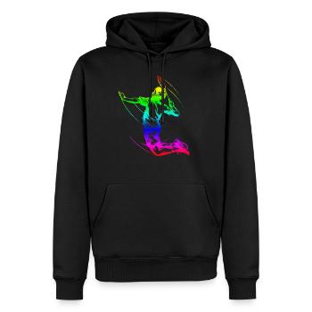 Badminton Spieler Bunt - Männer Premium Bio Hoodie - Schwarz - Vorne - Nico (187cm)