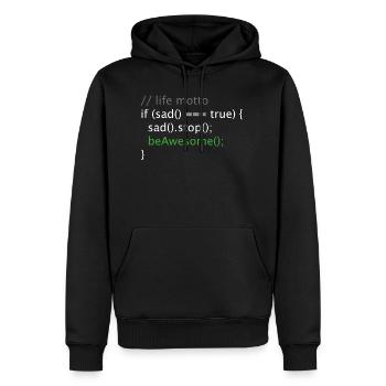 Informatik Nerd Geek Programmierer lebensmotto - Männer Premium Bio Hoodie - Schwarz - Vorne - Nico (187cm)