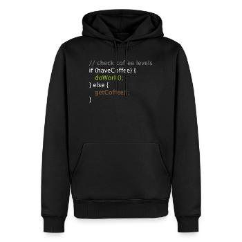 Informatik Nerd Geek Programmierer Kaffee Arbeiten - Männer Premium Bio Hoodie - Schwarz - Vorne - Nico (187cm)