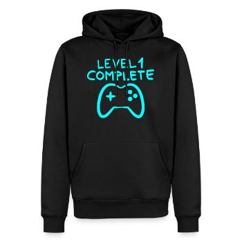 Level 1 complete 1 Geburtstag Spielkonsole - Männer Premium Bio Hoodie - Schwarz - Vorne - Nico (187cm)
