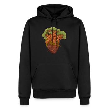 Biologie Coeur Anatomique Arbre Plante Vie Forestière - Sweat à capuche Premium bio Homme - noir - Devant - Nico (187cm)