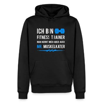 préparateur physique - Sweat à capuche Premium bio Homme - noir - Devant - Nico (187cm)