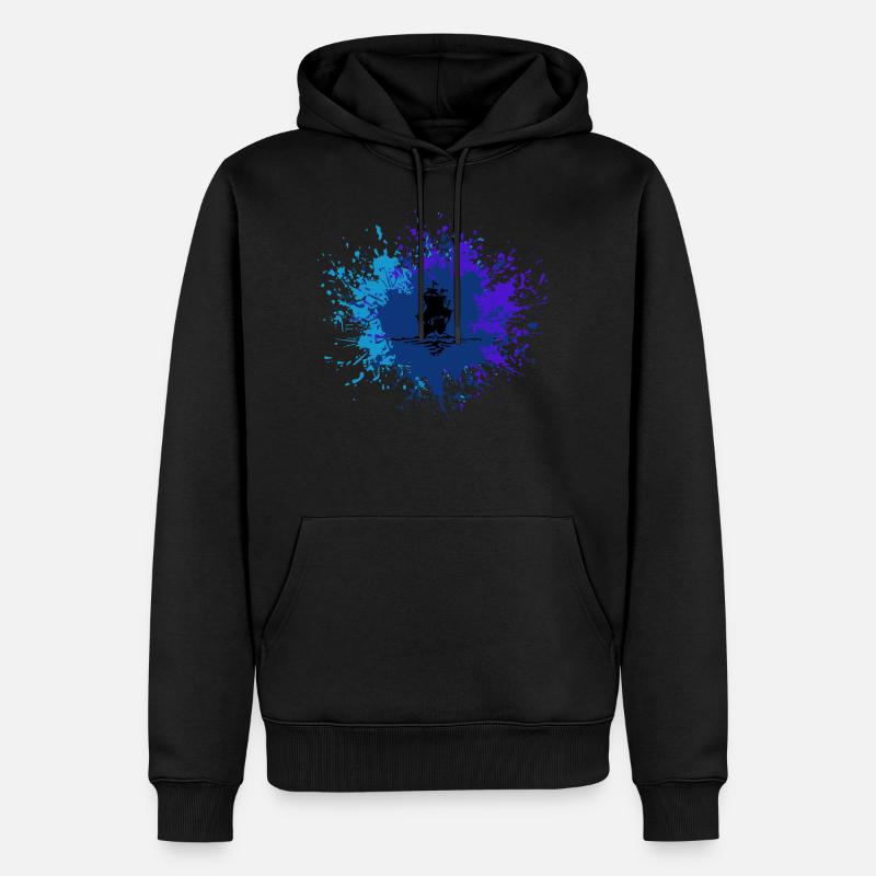 Blaue See Schiff Segelboot - Männer Premium Bio Hoodie - Schwarz