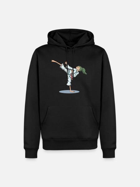 Karate foot kick over head - Men’s Premium Organic Hoodie - black