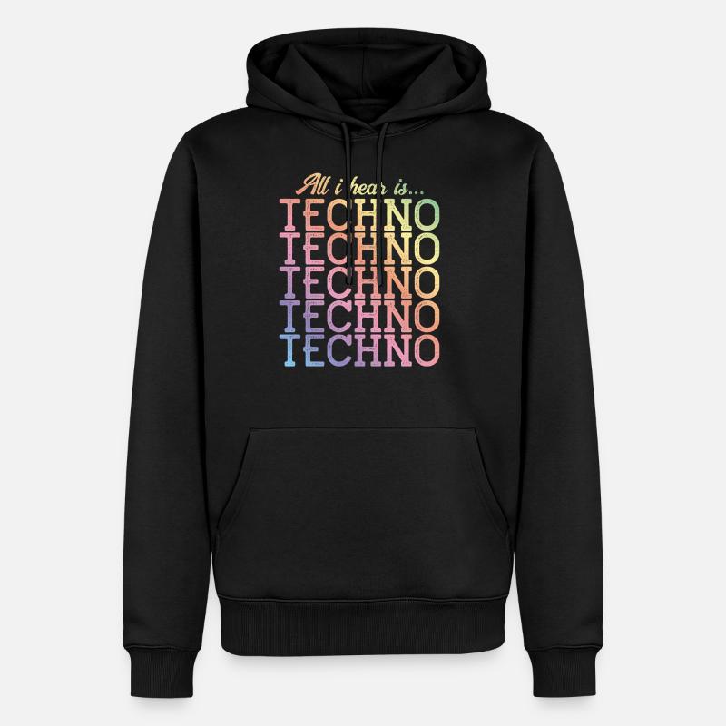 techno hear music bunt - Männer Premium Bio Hoodie - Schwarz