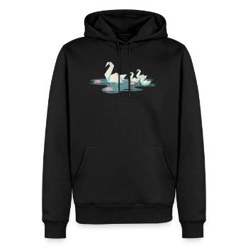 Cygne oiseau canard en papier origami - Sweat à capuche Premium bio Homme - noir - Devant - Nico (187cm)
