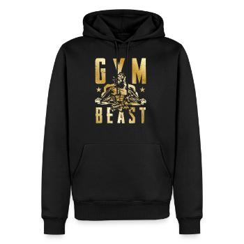 gorilla gym beast gold - Männer Premium Bio Hoodie - Schwarz - Vorne - Nico (187cm)