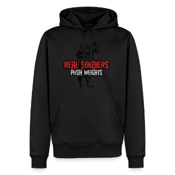 soldat hanteln - Männer Premium Bio Hoodie - Schwarz - Vorne - Nico (187cm)