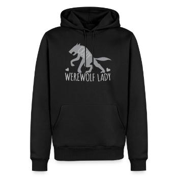 Dame de loup-garou fou avec loup gris - Sweat à capuche Premium bio Homme - noir - Devant - Nico (187cm)