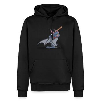 Batte avec batte de baseball - Sweat à capuche Premium bio Homme - noir - Devant - Nico (187cm)