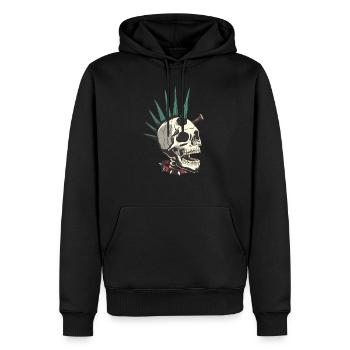 Crâne crâne squelette punk - Sweat à capuche Premium bio Homme - noir - Devant - Nico (187cm)