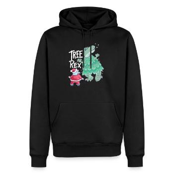 Arbre Rex Noël Drôle Santa Trex - Sweat à capuche Premium bio Homme - noir - Devant - Nico (187cm)