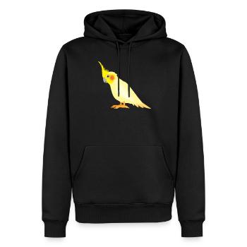Realistischer gelber Cockatiel mit roten Backen - Männer Premium Bio Hoodie - Schwarz - Vorne - Nico (187cm)