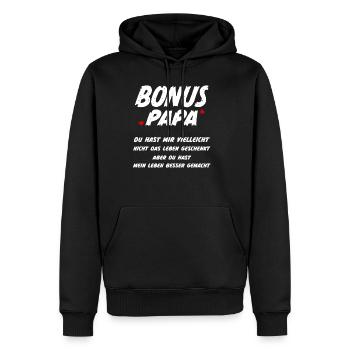 Bonus papa beau-père fête des pères - Sweat à capuche Premium bio Homme - noir - Devant - Nico (187cm)
