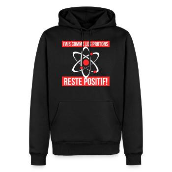 protons - Sweat à capuche Premium bio Homme - noir - Devant - Nico (187cm)