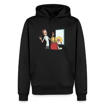 Coiffeur coupe, peignage, pose - Sweat à capuche Premium bio Homme - noir - Devant - Nico (187cm)