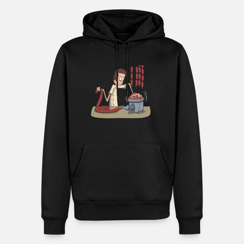 Metzger Messer Fleisch Wurst - Männer Premium Bio Hoodie - Schwarz