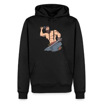 Épée de forgeron marteau d'enclume - Sweat à capuche Premium bio Homme - noir - Devant - Nico (187cm)