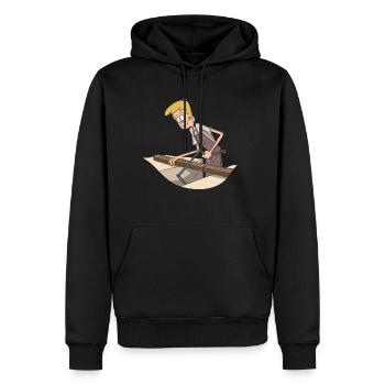 Bois charpentier - Sweat à capuche Premium bio Homme - noir - Devant - Nico (187cm)
