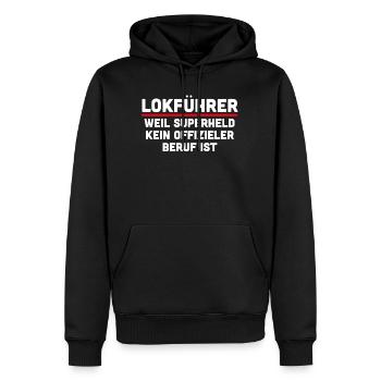 Lokführer Zugführer Geschenk - Männer Premium Bio Hoodie - Schwarz - Vorne - Nico (187cm)