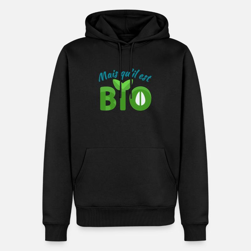 Bio belge - Sweat à capuche Premium bio Homme - noir