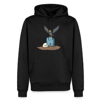 Corbeau sur pierre tombale avec crâne - Sweat à capuche Premium bio Homme - noir - Devant - Nico (187cm)
