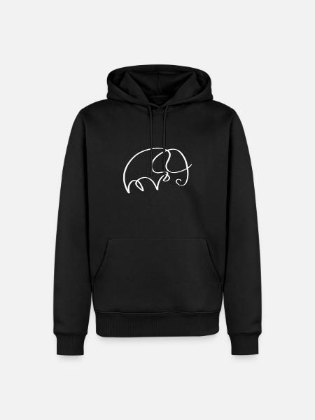 One line elephant white - Men’s Premium Organic Hoodie - black