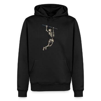 Skelett an der Klimmzugstange Fitness Sport - Männer Premium Bio Hoodie - Schwarz - Vorne - Nico (187cm)