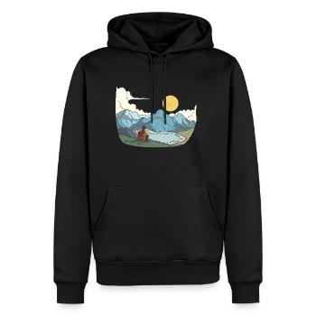 Ausblick auf Berge, Seen und Gipfel - Männer Premium Bio Hoodie - Schwarz - Vorne - Nico (187cm)