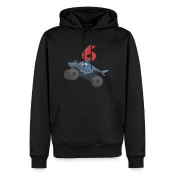 6e anniversaire de l'anniversaire des enfants Monster Truck - Sweat à capuche Premium bio Homme - noir - Devant - Nico (187cm)