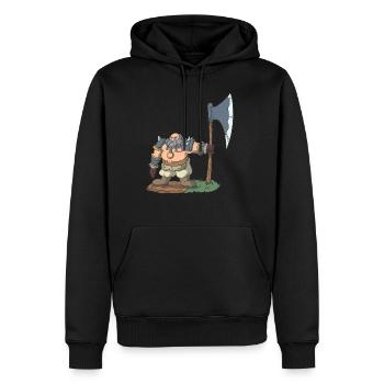 Tabletop Rollenspiel Figur Zwerg mit Axt - Männer Premium Bio Hoodie - Schwarz - Vorne - Nico (187cm)