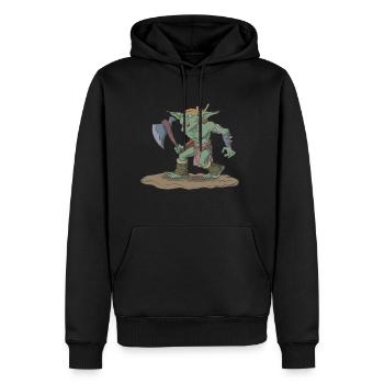 Tabletop Rollenspiel Figur Goblin mit Axt - Männer Premium Bio Hoodie - Schwarz - Vorne - Nico (187cm)