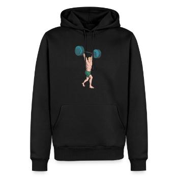 Barre de levage haltérophilie - Sweat à capuche Premium bio Homme - noir - Devant - Nico (187cm)