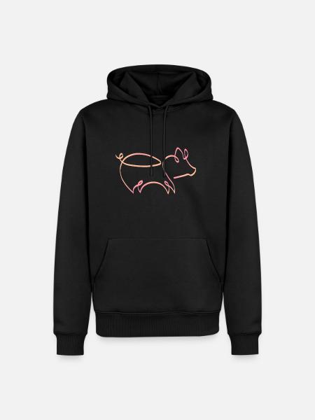 One line pig pink - Men’s Premium Organic Hoodie - black