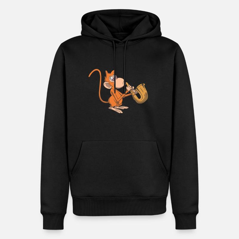 Singe joue du saxophone - Sweat à capuche Premium bio Homme - noir