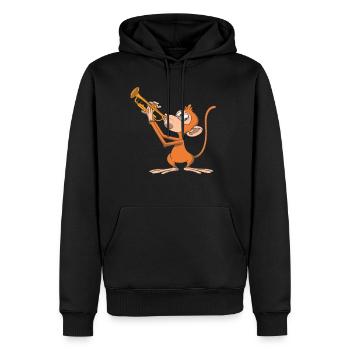 Monkey plays the trumpet - Men’s Premium Organic Hoodie - black - Front - Nico (187cm)
