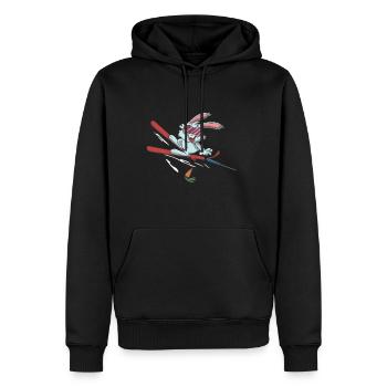 Hase Skihase auf Skiern Ski Skifahren - Männer Premium Bio Hoodie - Schwarz - Vorne - Nico (187cm)