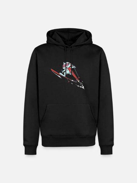 Hase Skihase auf Skiern Ski Skifahren Skifliegen - Männer Premium Bio Hoodie - Schwarz