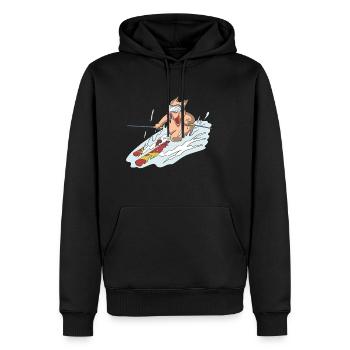 Cochon à skis dans la courbe - Sweat à capuche Premium bio Homme - noir - Devant - Nico (187cm)
