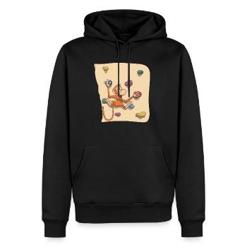 Affe beim Bouldern - Männer Premium Bio Hoodie - Schwarz - Vorne - Nico (187cm)