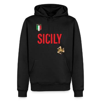 Maillot Sicile - Sweat à capuche Premium bio Homme - noir - Devant - Nico (187cm)