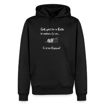 Gott ist Regisseur - Männer Premium Bio Hoodie - Schwarz - Vorne - Nico (187cm)