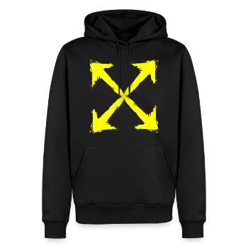 Yellow arrow - Sweat à capuche Premium bio Homme - noir - Devant - Nico (187cm)