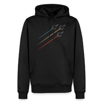Squadron fighter jets vintage contrails - Men’s Premium Organic Hoodie - black - Front - Nico (187cm)