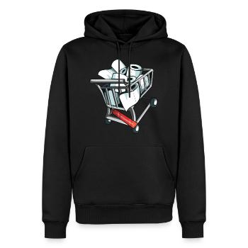 TOILETPAPERWAR Einkaufswagen - Männer Premium Bio Hoodie - Schwarz - Vorne - Nico (187cm)