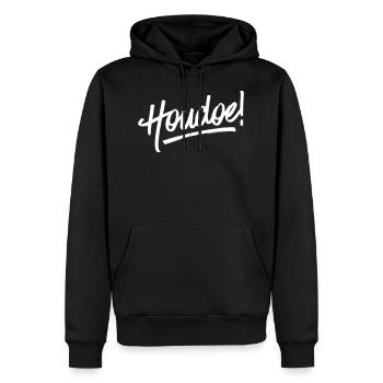 Bye! - Men’s Premium Organic Hoodie - black - Front - Nico (187cm)