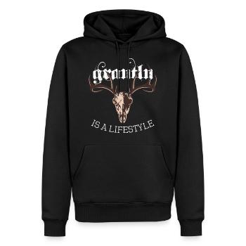 Grantln is a Lifestyle Grantler Hirsch Bayern - Männer Premium Bio Hoodie - Schwarz - Vorne - Nico (187cm)